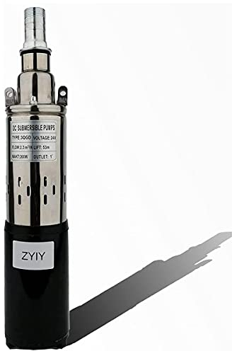 ZYIY Pompa Sommergibile Per Acqua Sporca Ascensore 53m 3 Pollici Pompa Sommergibile Per Pozzi Profondi 1 Pollice Uscita Sommergibile Pompa Per Acqua Sporca 260W 24V Per Piscina Agricola Irrigazione
