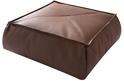 ZZZYZ Quadrat Leder Hocker Für Füße Bodenkissen Wasserdicht Komfürt Sitzkissen Epp-partikel Meditationskissen Für Indoor Wohnzimmer Balkon Dekoration-Braun 45x45x15cm(18x18x6inch)