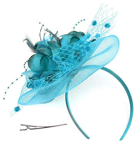 Fascinator Damen Hut Haarschmuck Blume Bankett Mesh Hut Feder Haarklammer Karneval Brautschleier Elegant Haarspangen Vintage Haarclip Hochzeit Haarreif Cocktail Party Kopfschmuck Tea Fasching Partyhut