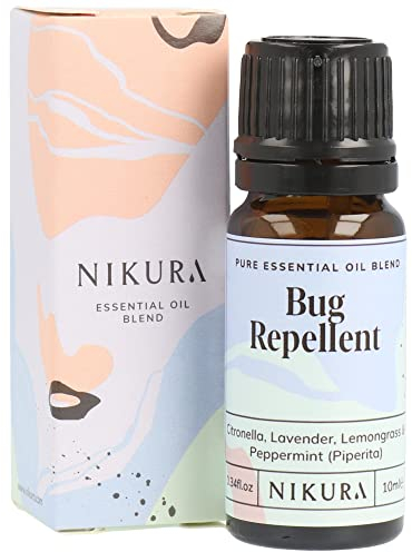 Nikura Insect Bug Repellent Essential Oil Blend - 10ml | Made from Citronella, Lavender, Lemongrass & Peppermint | Perfect for Aromatherapy, Diffuser, Repelling | Vegan & UK Made