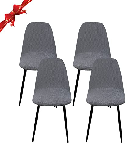 Jaotto Set di 4 coprisedia scandinavi, estensibile, in jacquard diagonale, universale, per decorazione della casa, colore: grigio
