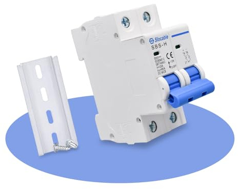 Slocable DC Leitungsschutzschalter 2-polig 32A, PV Sicherungsautomat 500V Isolator für Solarenergie-System, DIN Schienenberg