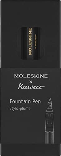 Moleskine x Kaweco, Penna Stilografica in Plastica ABS con Pennino Misura M Placcato in Oro, per Scrivere e Prendere Appunti, Cartuccia d'Inchiostro Blu Inclusa, Colore Nero