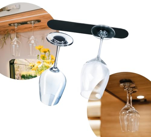 silwy® Vorteilsset Magnetgläser Wein bestehend aus feinen, magnetischen Kristallgläsern Wein (0,25 l) inkl. metallischen Nano-Untersetzern sowie einer Metall-Leiste 25 cm Black