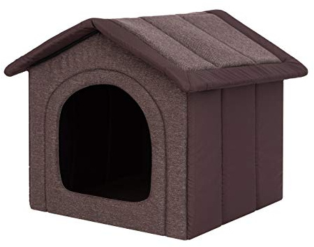 Hundehaus Hundehütte für große Hunde - Katzenhaus, Katzenhöhle - mit herausnehmbarem Dach - Tierhaus für Katzen und Hunde für Drinnen/Indoor - Dunkelbraun - 70 x 60 x 63 cm [R5 / XXL]