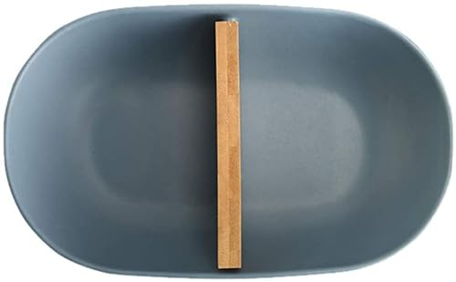Insalatiera Ceramica Vassoio in Ceramica con 2 Scompartimenti da Porto Piatti Insalata for Insalata Contenitore for Snack (Color : Blue)