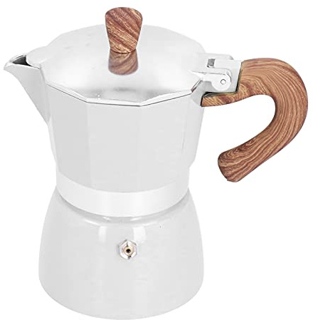 Jarra de café de 3 tazas, italiana de aluminio, con tapa y mango antiquemaduras, jarra portátil para viajes de campamento (Seiko crema)