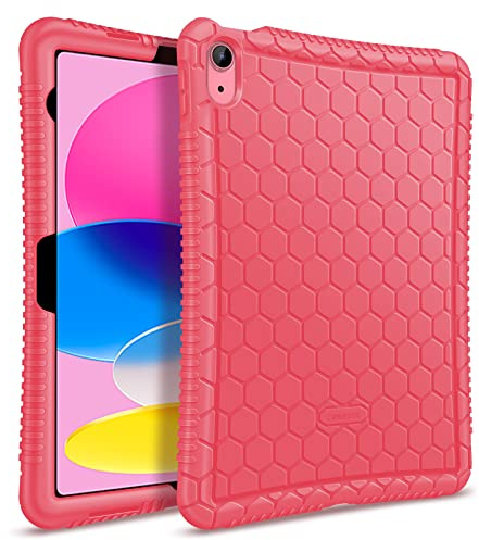 Fintie Silikon Hülle für iPad 11./10. Generation (11/10.9 Zoll, 2025/2022) | [Bienenstock Serie] Leichte rutschfeste Stoßfeste Schutzhülle Tasche Case Cover, Pink