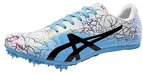 SDEQA Spikes Leichtathletik Herren Mittelstrecken Laufschuhe Laufschuhe rutschfeste Turnschuhe Für Sprint Herren Kinder und Damen Atmungsaktiv und bequem,Weiß,37 EU