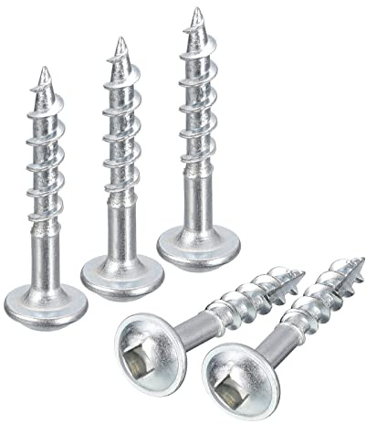sourcing map #8x1 Pocket Hole Screws, 50pcs Square Drive Self Tapping Wood Screws with Zinc Plated for Woodworking