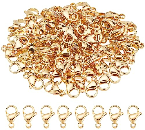PH PandaHall 100 Stück 24 Karat Vergoldete 304 Edelstahl Karabinerverschlüsse Armbandverschluss Karabinerhaken Verbindungsstück Schmuckverschlüsse Für Armband Halskette Schmuckherstellung,11x7mm
