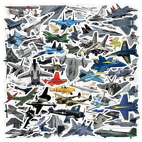 Affoto Kämpfer Flugzeuge Aufkleber für Laptop (60 PCS),Geschenk für Kinder Jugendliche Erwachsene Jungen,Kämpfer Flugzeuge Stickers Wasserdicht Vinyl Aufkleber für Scrapbook,Skateboard,Auto,Gepäck