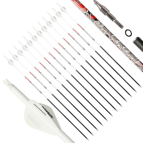 wolfman 32 Zoll 100% reines Carbon Pfeile für Bogenschießen Spine 300/350/400/500/600/700/800 Zielpfeile Erwachsene Jagdpfeil für Compound Bogen Recurve Bogen Bogen und Pfeil