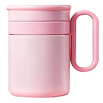 Trinkgläser Hardcover-Kaffeetassen, Keramik-Kaffeetassen mit großem Griff und gewelltem Rand for Latte, heißen Kakao, Tee, Freundesgeschenke Kaffeetassen (Color : Pink)
