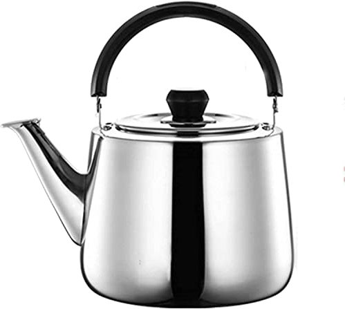 Teekanne für Herd, Flötenkessel, Edelstahl-Teekessel, Wassererhitzer, Wasserkocher, Hot Pot, Wasserkessel, Teekanne für Herd, Instant-Hot Pot, Teekessel, Wassererhitzer, Teekessel (Silber, 4 l)