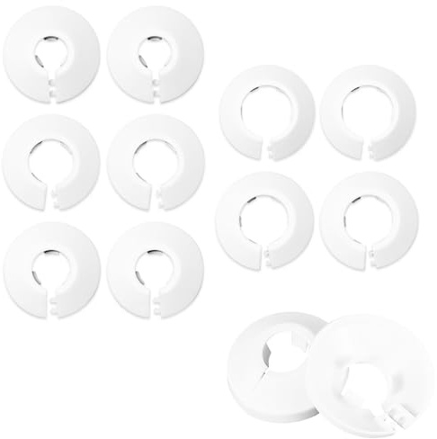 DHWEKU 10 Stück Einzel Heizungsrohr Rosette, Heizungsrohr Abdeckung,Weißes Polypropylen Rohrabdeckung, Abdeckrosetten,Verkleidung, Heizkörper Rosetten,Weiss, Verschiedene Größen