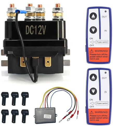 Aisny Seilwinde Relais 12V, Elektrisches Relais 250A mit 2 Fernbedienungen, Kabelloses Seilwinden Fernbedienungs Set für AUT UTV 3000-5000lbs Winde