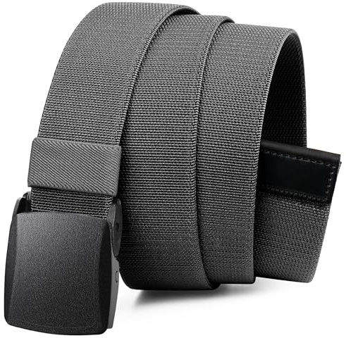 Bon4Extrao Elastischer Gürtel Herren, 38mm Stretchgürtel Herren mit YKK-Kunststoff-Schnalle Metallfrei & Flughafentauglich, Stoffgürtel für Arbeit, Wandern & Business, Individuell Kürzbar