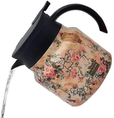 Vintage Floral Pattern Tea Thermo, 800ml Insulated Tea Kettle, Tea Pot Built-in Infuser, Floral Stainless Steel Tea Kettle with Lid, Vintage Insulated Tea Pot for Home, Apartment, Work