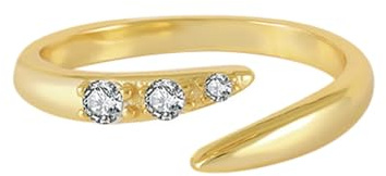 Tolldek Gelbgold 585 14 Karat Eheringe, 3 Stein Klassiker Zart Offen Verstellbar Trauringe, 14K Gold Pärchen Ringe mit Moissanit Echte Goldschmuck, Gr.58 (18.5)