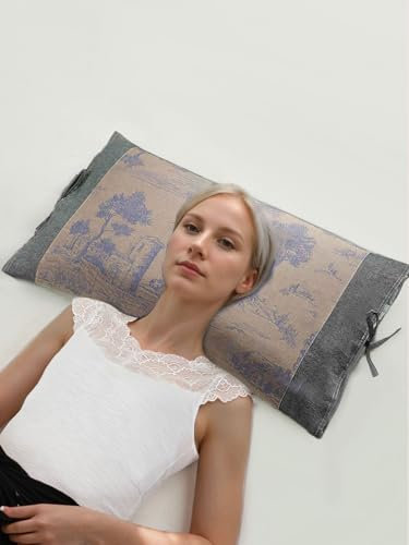 EDMILE Buchweizen-Nackenkissen, verstellbare Buchweizenschalen, Kissen zum Schlafen, Halswirbelstütze, kühlendes Lendenwirbelstützkissen zur Schmerzlinderung, 33 x 58,4 cm, Hellbraun