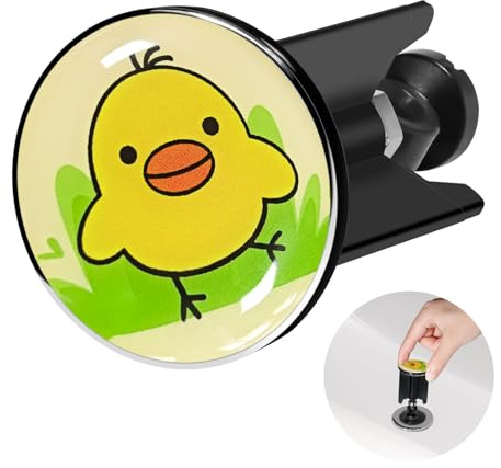kurkip Universal Waschbeckenstöpsel 40mm Chrom Abflussstopfen - aus Messing, Einstellbare Gummi Stöpsel Waschbecken, Geeignet für Alle Waschbecken und Bidets, Rostfrei & Dicht - Schwarz, Küken
