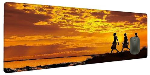 Mauspad XXL 1200x600mm Gold Mousepad Groß Schreibtischunterlage Landschaft, Gaming Mauspad Gadgets Schreibtisch Zubehör, Wasserdicht Mouse Pad rutschfeste Vernähte Kanten Verbessert Präzision B-3