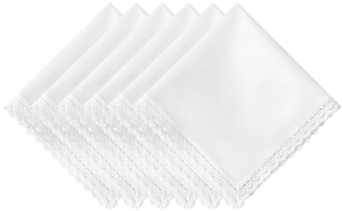 Weiße Spitzen-Taschentücher für Damen, weiche Baumwoll Damen-Taschentücher | 100% Baumwolle, für Trauerfeier, Hochzeit & Alltag, Maschinenwaschbar, Weich zur Haut und langlebig, Dick & Saugstark