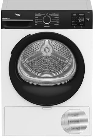 Beko BM3T37240W Wärmepumpentrockner, 7 kg Fassungsvermögen, 15 Programme, Schontrommel, Knitterschutz, Kombinierter Filtermechanismus, Weiß