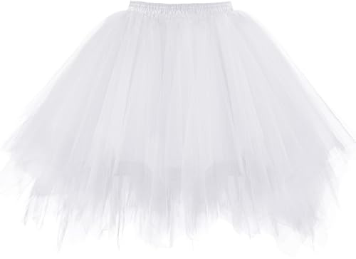 Tüllrock Damen Tütü Rock Kostüm, 50Er Ballett Unterrock Elastische Hohe Taille Ballettrock Petticoat Tanzkleidung, Retro Party Kostüme Tutu Rock Cosplay