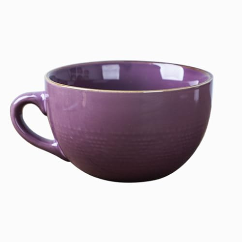 Arawat 700 ML Large Mugs Ceramic Cup with HandlesCeramic Tea Mug with Spoon Cute Coffee Cups Coffee Tea Cereal Bowls Porcelain Large Mugs Birthday Purple Giant Soup Mug