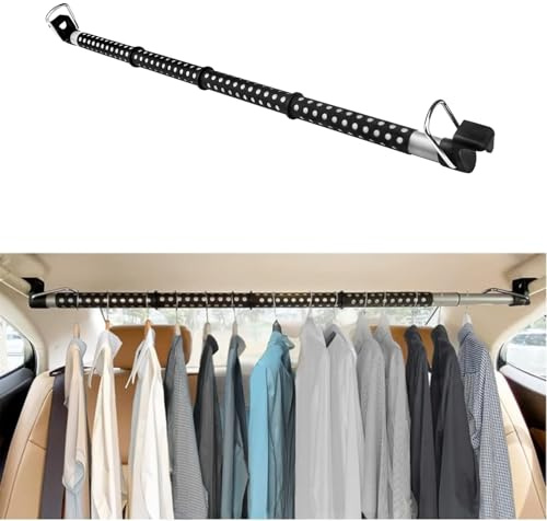 Duscdesp Cintre à vêtements télescopique, tringle à vêtements en métal pour ranger vêtements, porte-vêtements, peut supporter jusqu'à 60 kg, convient à la plupart des voitures, camions, SUV et