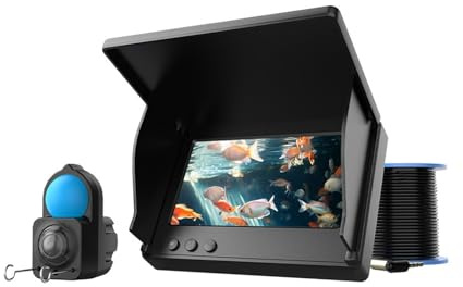 OUHFCASN 4.3 Inch 1000TVL Underwater Fishing Camera 1080P IP68 With Sun Visor Wire Length 15m & 30m for Sea, Lake, Boat, and Kayak Fishing(15M 4.3 INCH)
