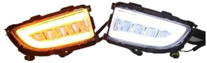 Feu Antibrouillard Avant à pour Mitsubishi pour Lancer 2004-2007 Pare-Chocs Avant Feu Brouillard À LED Feux Jour Blancs Clignotants Ambrés antibrouillard de Voiture