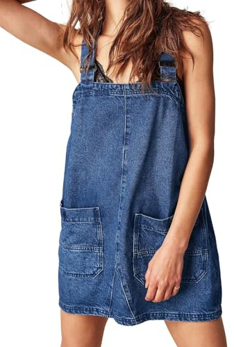 Sukany Tuta da donna casual in denim con cinturino regolabile allentato jeans corti pagliaccetti maglioni