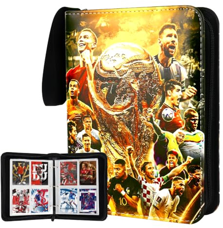 PLLYPE Fussball Sammelkarten Album, Sammelalbum Fußball Karten, Fussball Karten Sammelalbum, 4 Taschen, 50 Seiten 400 Karten Kapazität, kompatibel mit allen Arten von karten