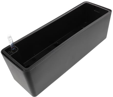 iplusmile Maceta Autorriego con Indicador Agua Jardinera Rectangular Resistente Autocultivo Plantas Interiores y Exteriores Kit Riego para Color Negro