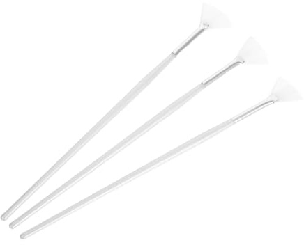COLLBATH 3 pezzi Pennelli Ventaglio per Maschera con lungo Bianco Pennelli Skincare per Applicazione Uniforme e Trattamento DIY