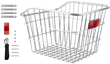 Canasta de Posterior: Portador de Bicicletas Pesadas, Bastidor de Almacenamiento del Marco Trasero | Caja de Bicicleta Duradera, Caja de Transporte de Mochilas Escolares, Soporte de Servicios pú