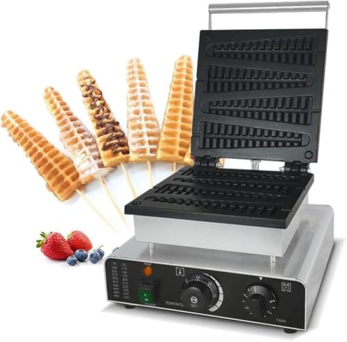 Waffle Maker - Non-Stick Commercial Lolly Stick Baker Machine - 4 Pcs - Pine Tree Mould Iron Cast Pan - 110-240V