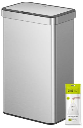 EKO Econova 70L Sensor Recycling Bin, Dual Compartment 2×35L Stainless Steel Automatic Kitchen Bin with Soft-Close Lid, Fingerprint-Resistant, Matt Metallic