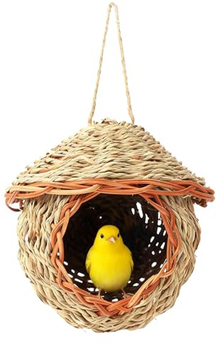 Nido per uccelli – 03 misure – Nido caldo | Casa in paglia naturale per uccelli giocattolo forniture per pappagalli a strisce di tigre pappagalli calopsitte, paglia da appendere – Accessori per gabbia
