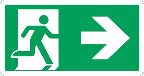 Cartello Uscita Emergenza Freccia Destra | Segnaletica Sicurezza Evacuazione | Alluminio 220x120mm