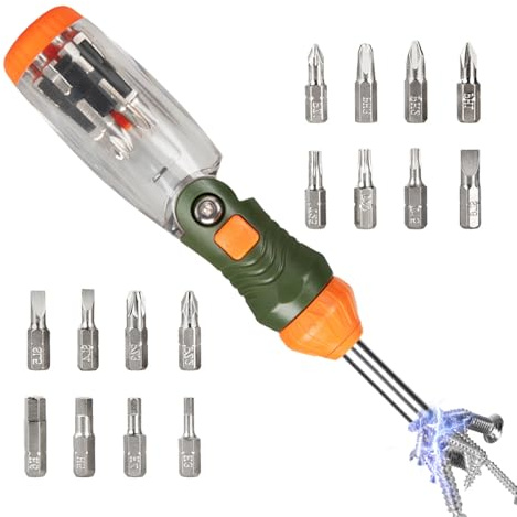 Tournevis à cliquet – Tournevis à angle réglable, outil ergonomique compact 16 en 1, conception à angle de 60 degrés, outil manuel de précision | Pour Électricien Industriel Automobile Construction Pl