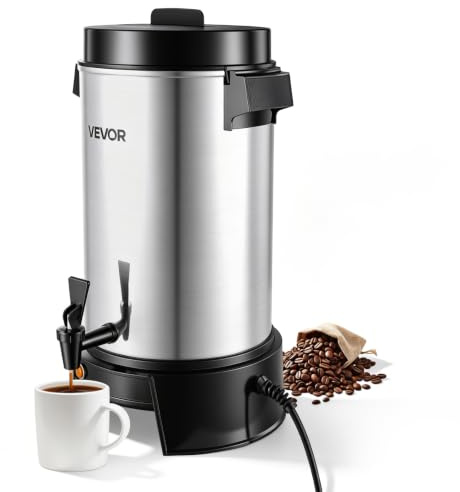 VEVOR Percolateur à Café 6,3 L 42 Tasses Distributeur de Boissons Chaudes, Pour Thé Chocolat Bureau Restauration Fête, Marmite à Vin Chaud 84-94 ℃, Fontaine à Café Infusion Rapide, Robinet Anti-goutte