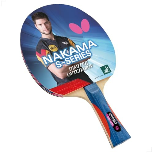 Butterfly Nakama S-8 Table Tennis Racket – Professional ITTF Approved Ping Pong Paddle – Flextra Table Tennis Rubber and Thick Sponge Layer Ping Pong Racket – 2 Ping Pong Balls Included