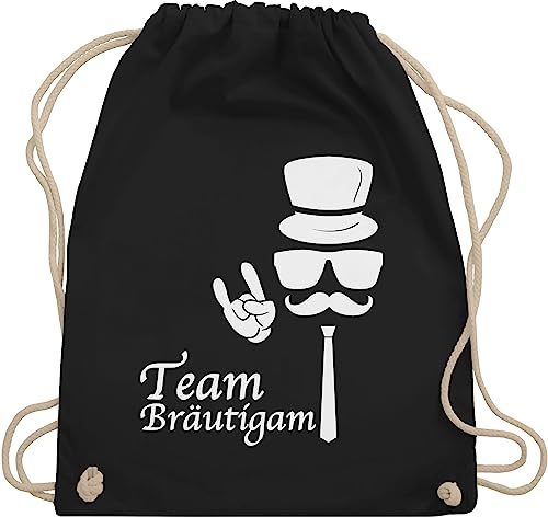 Turnbeutel Rucksack - JGA Junggesellenabschied Männer - Team Bräutigam Hipster - Unisize - Schwarz - herren polter rucksäcke jungesellenabschied braeutigam beutel bag outfit jungesselnabschied