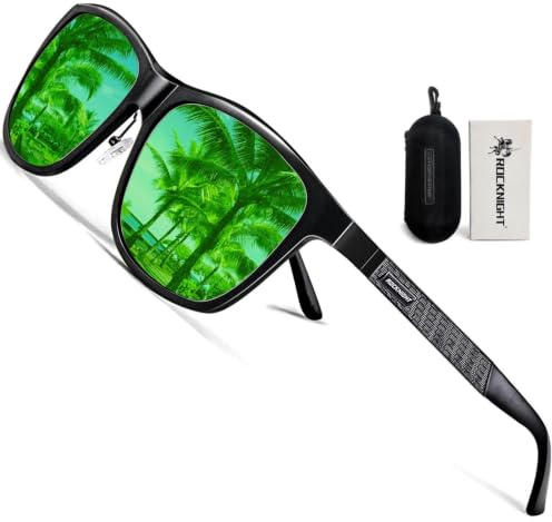 ROCKNIGHT HD Polarisierte Sonnenbrille Herren Damen UV400-Schutz Metallrahmen Al-Mg Leichte Outdoor-Sonnenbrille