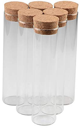 Jarvials 6pcs 100ml Botellas de Tubo de Ensayo de Vidrio Transparente con Corchos Decoración Artesanías Frascos Botellas de Vidrio Transparente Corchos Frascos de Vidrio (100ml-37x150x34mm)
