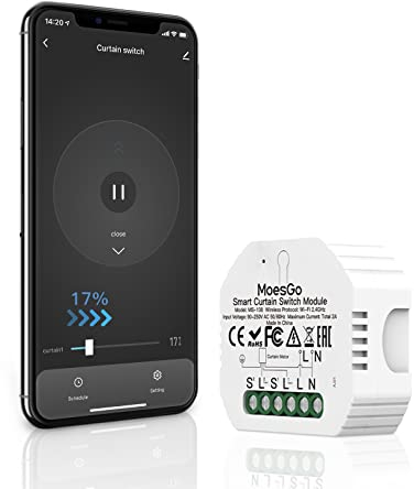 MoesGo Interruttore Tapparelle WiFi, 2.4GHz RF433 Modulo Comando per Tapparelle Elettriche, Compatibile con Alexa e Google Home, Controllo App Smart Life Tuya per Persiane Avvolgibili e Tende